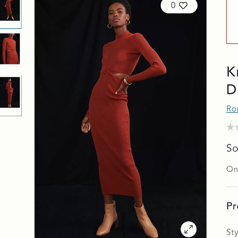 Anthropologie Knotted Waist Knit Maxi Dress - Ronny Kobo (M)